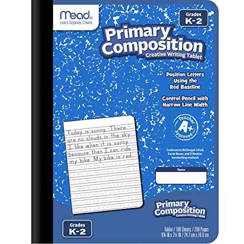 Mead Primary Composition Book, 12 Pack, Primary Ruled Journal, Grades K-2, 7-1/2" x 9-3/4", 100 Sheets per Comp Book, Assorted Colors (610054-ECM)