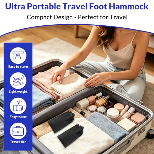 AroSpark 2-Pack Adjustable Airplane Footrest Hammock with 22-36in Strap