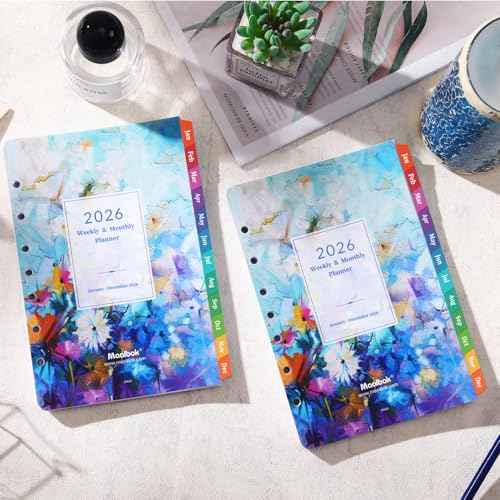 2026 Planner Refills - Planner Inserts with 7-Hole Punched, 5-1/2" x 8-1/2", Runs from Jan 2026 to Dec 2026, Weekly and Monthly Spread, Colorful Monthly Tabs
