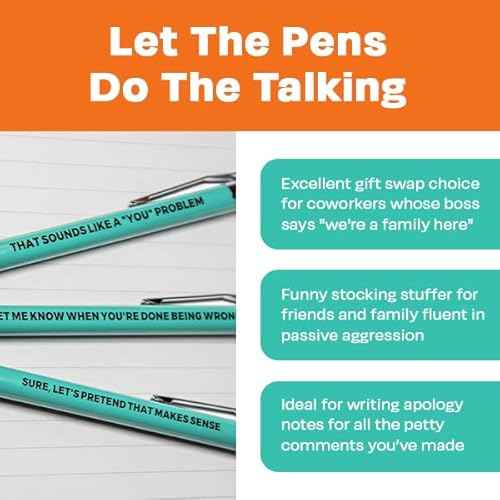 Funny Passive Aggressive Pens - 3 PCS Retractable Sarcastic Ballpoint Pens with Hilarious Quotes and Smooth Black Ink ? Novelty Office Gag Gift for Coworkers & Friends