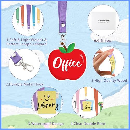 Unbreakable Wooden Classroom Hall Passes with Lanyards - Set of 6