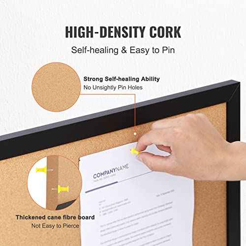 VEVOR Cork Board for Office, 36" x 24" Bulletin Board for Wall, Vision Board Push Pin Board with Framed for Office Home and School