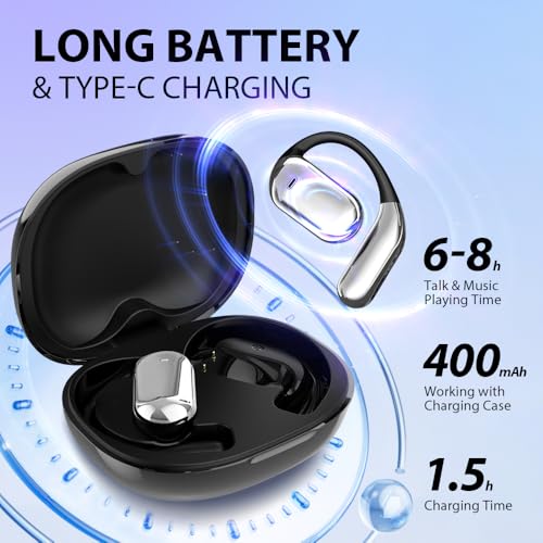 AI Language Translation Earbuds Real Time LCD Touch Screen Open Ear Wireless Headphone 3-in 1 Bluetooth Earphone 144 Language & Accents Translation Device for Travel Business Learning (Black)