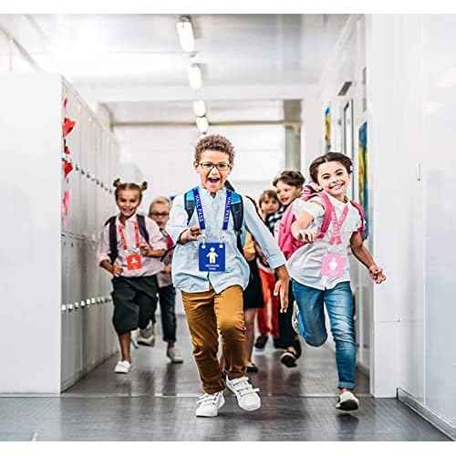 Hall Pass Lanyards with Large Card Passes, Unbreakable School Classroom 5 Inch Passes Set for Teacher Parents(Hall Bathroom Library Office & Nurse),10 Pcs(Hall)
