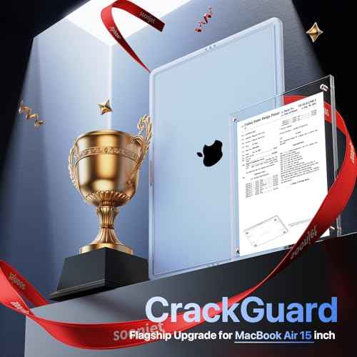 CrackGuard for MacBook Air 15 inch Case | M4 M3 M2 2025 2024 2023 | Anti-Crack Upgrade |100% Match Official Color | Hard Shell Laptop Cover | A3241 A3114 A2941 | Sky Blue Clear