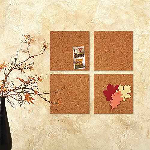 Quartet Cork Tiles, Bulletin Board Cork Panels 12" x 12" x 3/16", Natural, 4 Pack (102)