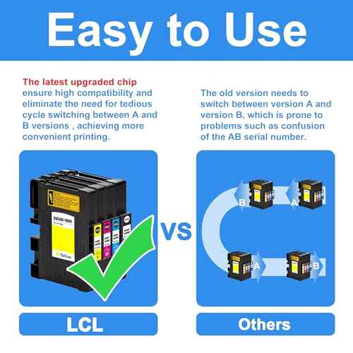 LCL Compatible Sublimation Ink with Upgraded Chip Replacement for Sawgrass Virtuoso SG500 SG1000 PRINTAN Dink High Yield (4-Pack KCMY)