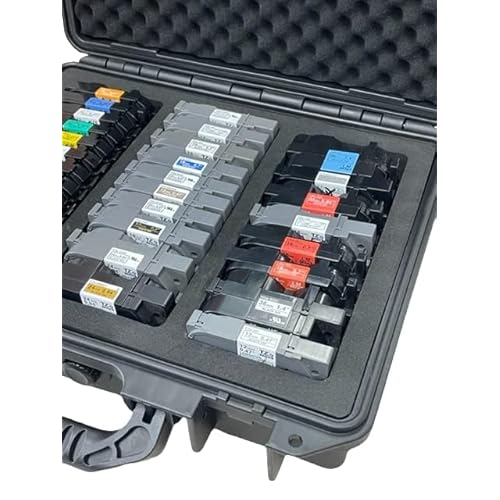 Protective Custom Label Tape Carrying Case for TZe P-Touch Tapes - Holds up to 39 Tapes.