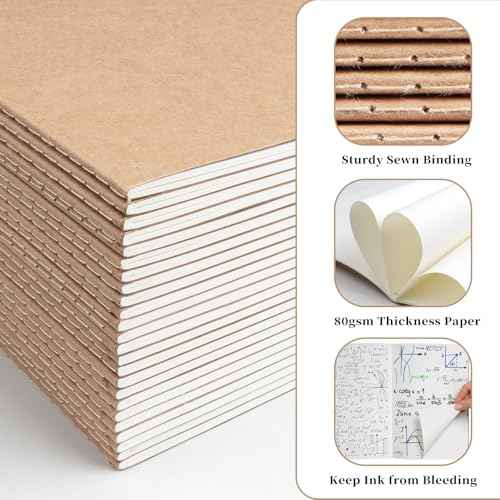 72 Pack A5 Kraft Notebooks Bulk, Lined Paper Journaling Notebooks, 8.3x5.5in 60 Pages Composition Notebook Travel Journal Set for Work, School, Students,Kids, Gift, Office, Back to school Supplies