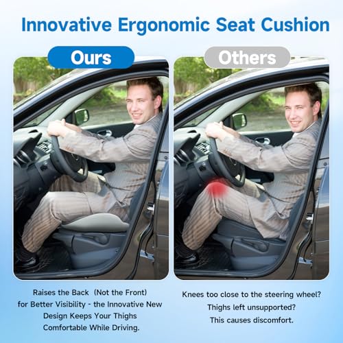 X-Large Car Seat Cushions for Driving ,Comfort Memory Foam Car Cushions for Driving for Back, Hip & Tailbone Pain Relief ? Non-Slip Booster Pad for Short Drivers, Auto, Office Chair, Wheelchair