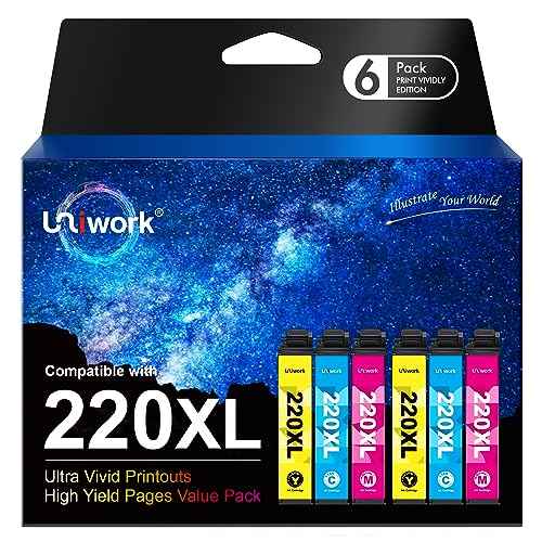 Uniwork Remanufactured 220XL Ink Cartridge Replacement for Epson 220 XL 220XL T220XL use for Workforce WF-2750 WF-2760 WF-2630 WF-2650 WF-2660 XP-320 XP-420 Printer (2 Cyan 2 Magenta 2 Yellow)