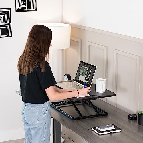 VIVO 26-Inch Black Single Top Standing Desk Converter | Ultra-Slim Riser
