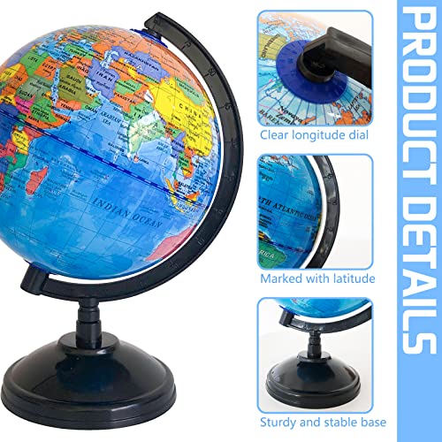 6'' Kids Educational World Globe with Stand, Rotating Map for Classroom & Decor