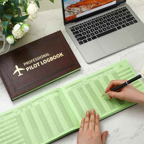 2 Pack Professional Pilot Logbook 128 Sheets Flight Logbook Brown Leather Hardcover Large Aircraft Record Book Aviation Gifts and Gear for Students Pilot