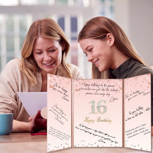 Rose Gold 16th Birthday Signature Guest Book – 12 x 18 Inch, Crenics