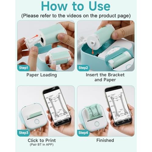 Memoking Sticker Printer - T02 Mini Printer Print Pods Portable Thermal Inkless Sticker Maker Machine Bluetooth Pocket Impresora Port?til Instant Print for Notes, Anatomical Diagrams, Journal,DIY,Gift