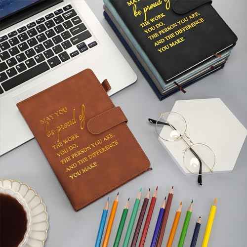 Roowest 10 Pcs Employees Appreciation Gifts Motivational A5 Leather Journal Notepad for Coworker Dsp Week Medical Assistant Leadership Teacher Thank You Gift(Classic Color,Inspirational)