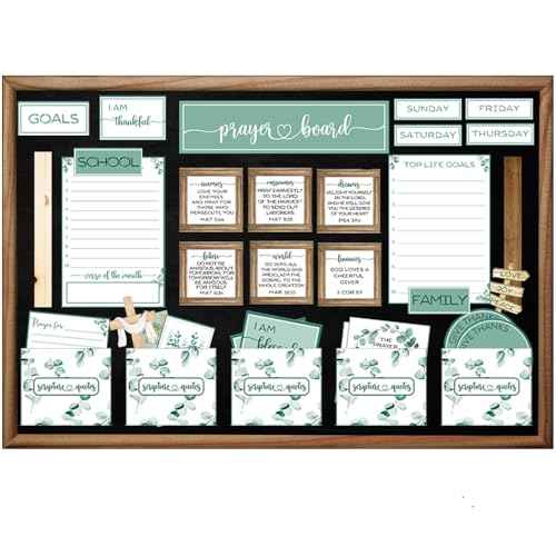 180 pcs Prayer Board Kit Christian Gift prayer board supplies for women Eucalyptus leaf Pray Gifts for Envelope Set Bible Verse Quotes Prayer Board Supplies DIY Wall Art for home office church school