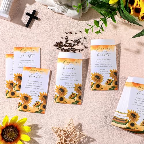 Fumete 120 Sunflower Seed Packets Memorial Favors with Self-Adhesive Envelopes