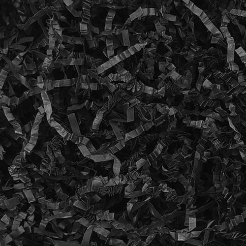Crinkle Cut Paper Shred Filler,200g(7oz) Black Shredded for Gift