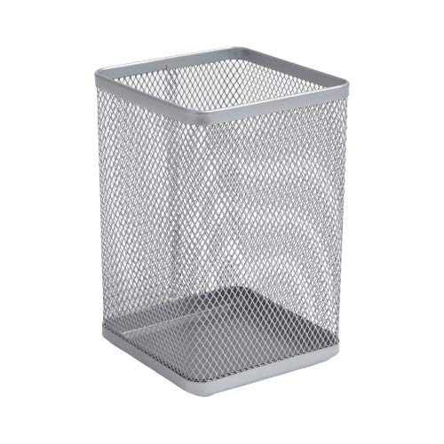 1InTheHome Large Pen Holder, Big Tall Pencil Cup, Silver Wire Mesh ''2 Pack''