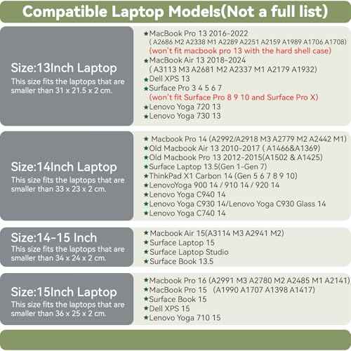 PU Leather Laptop Sleeve Compatible with New 14 inch MacBook Pro A2992 A2918 A2442,Old MacBook Pro Air 13, Surface Laptop 13.5, Thinkpad X1 Carbon 14 Color Set of 4PCS Dark Brown
