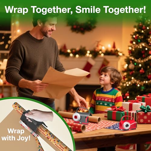 Black Wraprocut 2-Pack Wrapping Paper Cutter & Tape Dispenser Kit with 4 Tapes