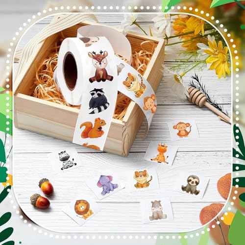 1000 PCS Forest Animal Stickers for Kids,1 Inch Reward Sticker in 16 Patterns,Teacher Supplies for Classroom,Incentive Stickers Bulk for Kid,2 Rolls Motivational Sticker for Kids (Forest Animal)