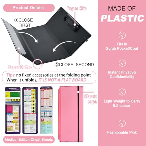 Pink Foldable Nursing Clipboard with 3-Layer Design – Vuzvuv 1pcs