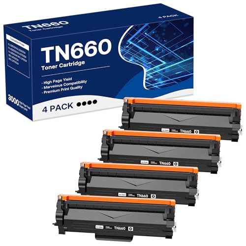 Compatible Toner Cartridge Replacement for Brother TN660 TN-660 TN630 High Yield Work with HL-L2300D HL-L2360DW MFC-L2740DW MFC-L2700DWR DCP-L2540DN Printer(Black,4 Pack)