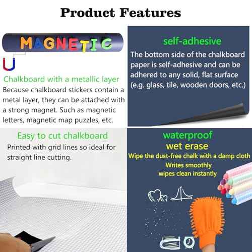 Magnetic Arch Wall Decal 39.3"x17.5" Chalkboard Contact Paper Peel and Stick Self Adhesive Magnetic Wall Board Sticker with 36 Magnet Letters for Kid Chalk Board Wallpaper Roll (Dusty Blue)