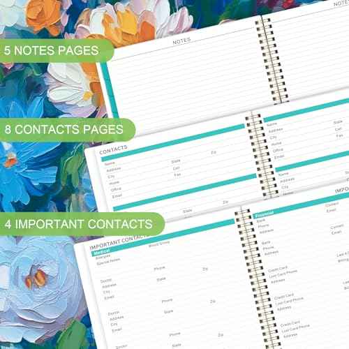 2026 Monthly Planner - 2026 Planner, Jan. 2026 - Dec. 2026, Monthly Planner 2026, 9" x 11", 2026 Calendar Planner with Twin-wire Binding + Green Tabs + Back Pocket - Floral