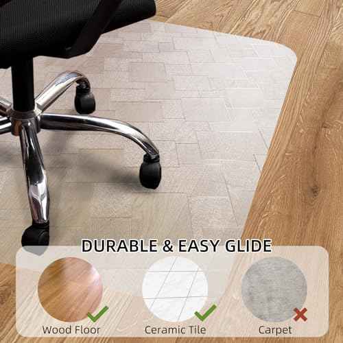 Chair Mat for Hardwood Floor, 48x36 inches Floor Mat Protector for Office Chair, Desk, Home, Frosted Pattern Rectangle Floors Protector