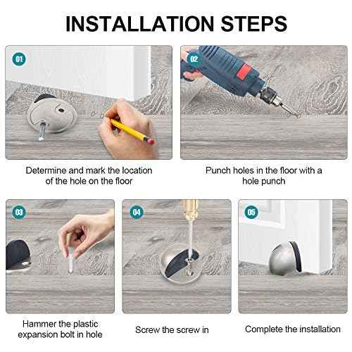 Floor Door Stopper Satin Nickel with Rubber pad, Semicircle Shaped Door Stopper, Stainless Steel for Protecting Wall (2inch x 30pack, Dark Grey)