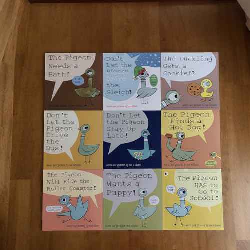 9PCS Pigeon Books Dont Let The Pigeon Drive The Bus Book Series Set, Pigeon Books Collection for Kids