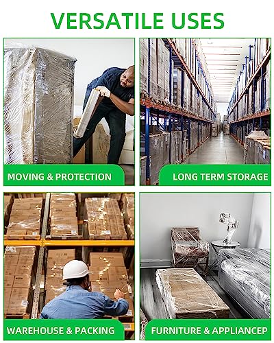 YXX-TECH Heavy Duty Shrink Wrap Rolls 18in x 1500ft - 4 Pack, Clear Industrial Pallet Wrap
