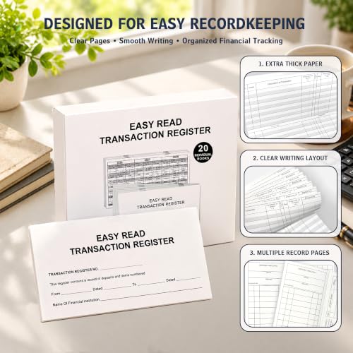 20 Pack Checkbook Register for Personal Checkbook, Thick Paper Check