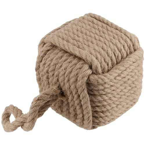 2 PCS Square Rope Knot Door Stops, 5.5 x 5.5 Inch Jute Door Stoppers with Handle, Nautical Knot Door Stopper for Doors and Windows, 5.3lbs