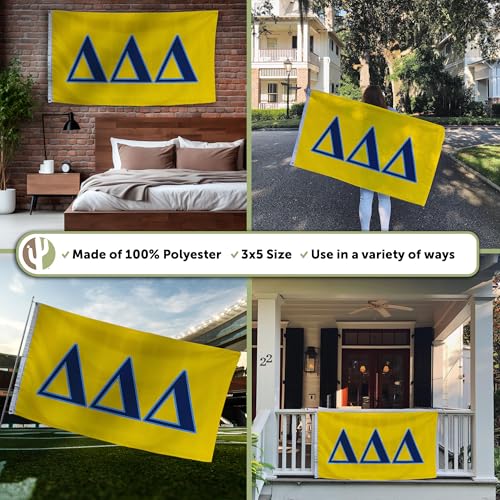 Yellow Desert Cactus Delta Flag 3x5 ft Sorority Greek Banner Outdoor Durable Polyester