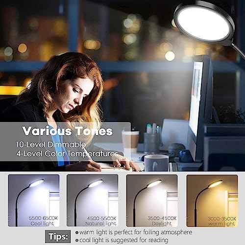 LED Floor Lamps with Remote Dimmable Timing Eye Care Standing Reading Lamp for Living Room Bedroom Office