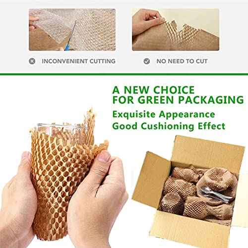 Honeycomb Packing Paper Wrap 12"x400' Sustainable Alternative to Bubble Cushioning Wrap Biodegradable & Fully Recylable for Moving/Shipping/Packing Roll with 20 Fragile Stickers