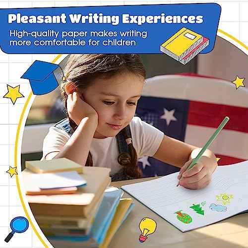 Henoyso 20 Pcs Primary Composition Notebook 9 3/4 x 7 1/2 Inch Kids Journal, Back to School Supplies, K-2 Primary Writing Notebook for Kids Student Draw and Write Story Journal (Bright Color)