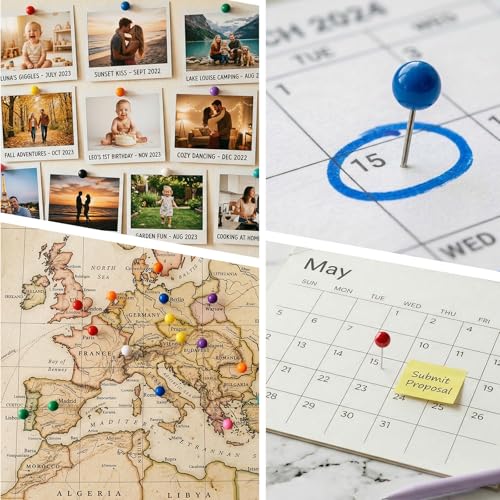 100 Pcs Map Pins Multi-Color – Kaileen Travel Map Push Pins, 10 Colors, 100 Count