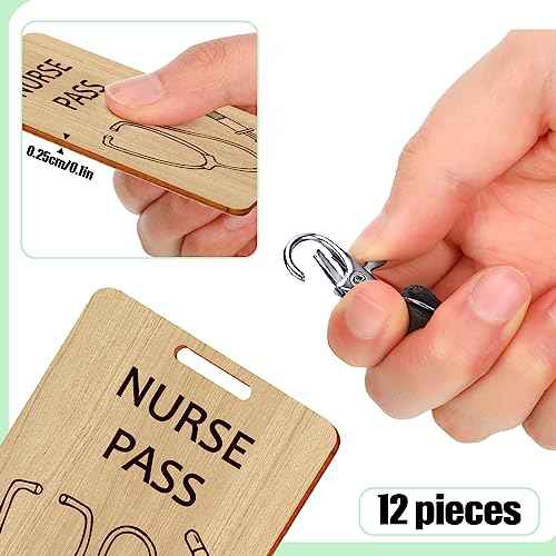 Yeaqee 12 Set Hall Pass Lanyards Restroom Pass Unbreakable Wooden Hall Passes for Office Nurse Home Library Gift Supplies(Black)