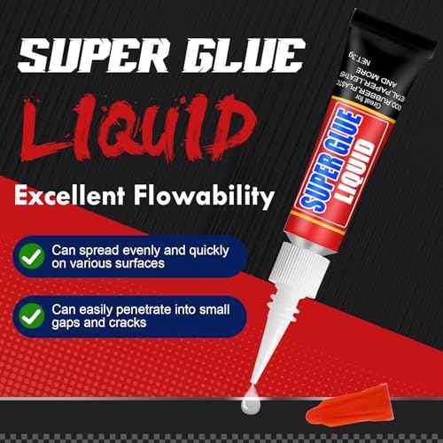 12 X 3g Super Glue Liquid, Clear Strong Adhesive,Fast Drying Cyanoacrylate Glue for Wood, Rubber, Leather, Plastic, Metal, DIY Crafts and More