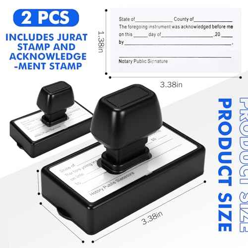 Marspark 2 Pcs Notary Stamps Includes Acknowledgement & Jurat Stamp Self Inking Notary Public Seal Supplies for Sworn and Subscribed, 1.38 x 3.35 inches