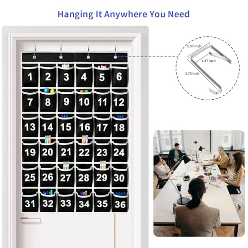 SAVERHO 36 Pockets Classroom Cell Phone & Calculator Organizer - Black, Pack of 1