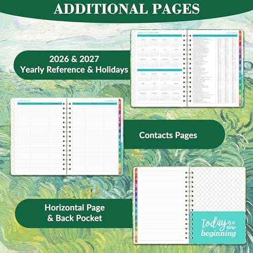 2026 Planner - 2026 Planner Weekly and Monthly, Jan. 2026 - Dec. 2026, 6.4" x 8.5" Calendar 2026 with Monthly Tabs, Premium Paper, Strong Twin-wire, Green