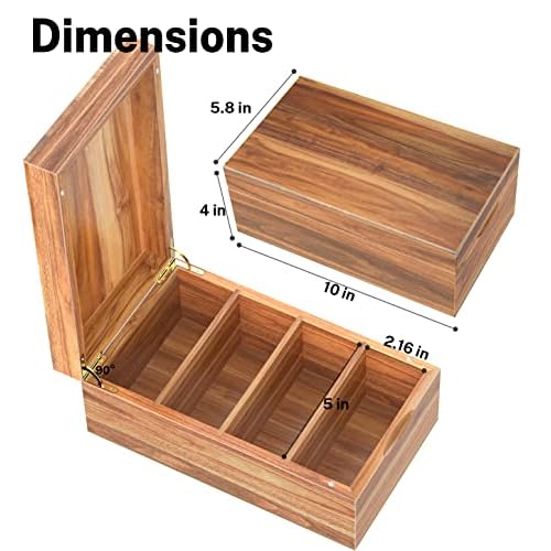 Neando 3x5 Index Card Organizer Box with Lid ? Acacia Wood Note Card Holder with 200 Cards & 20 Dividers, Holds 600 Cards, 4 Compartments, Magnetic Closure ? Desktop Storage for Study, Office, Recipes