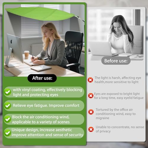 Green Leaf Office Cubicle Light Shield and Desk Shade (Cubicle Shade) ? Adjustable, UV-Resistant ? Blocks Overhead Light, Glare and AC Airflow, Ideal for Light Sensitive Workers